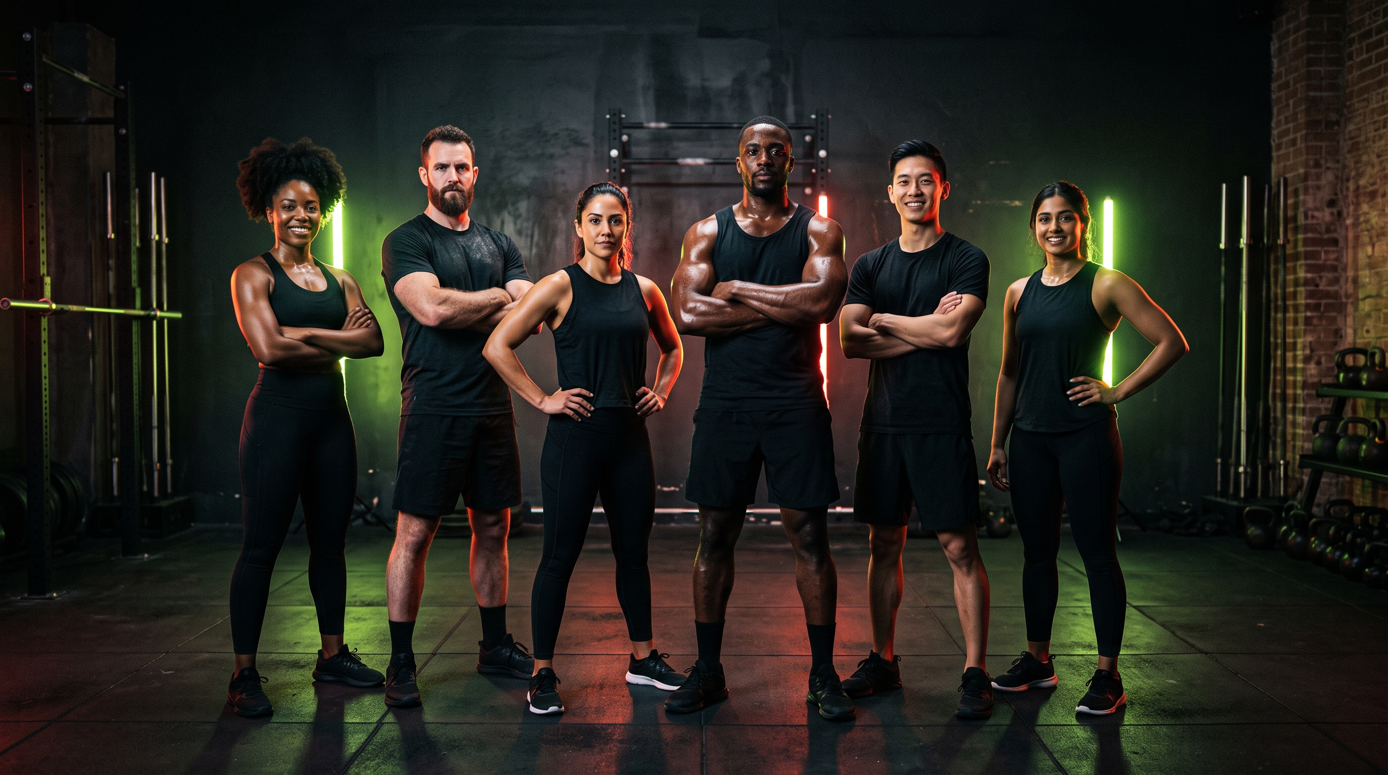 Gruppenfoto von sechs Trainerinnen und Trainern des PULS36-Teams im Studio